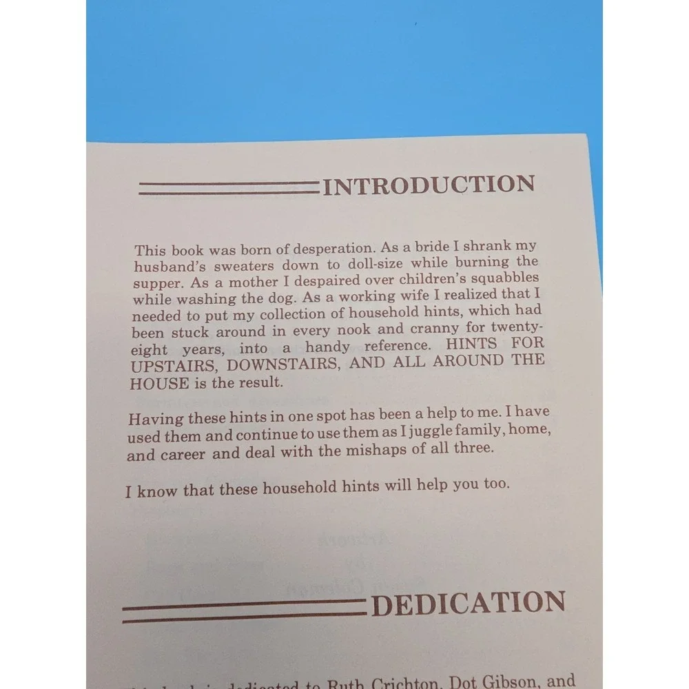 Hints For‎ Upstairs Downstairs And All Around The House Book Carol Rees 80s